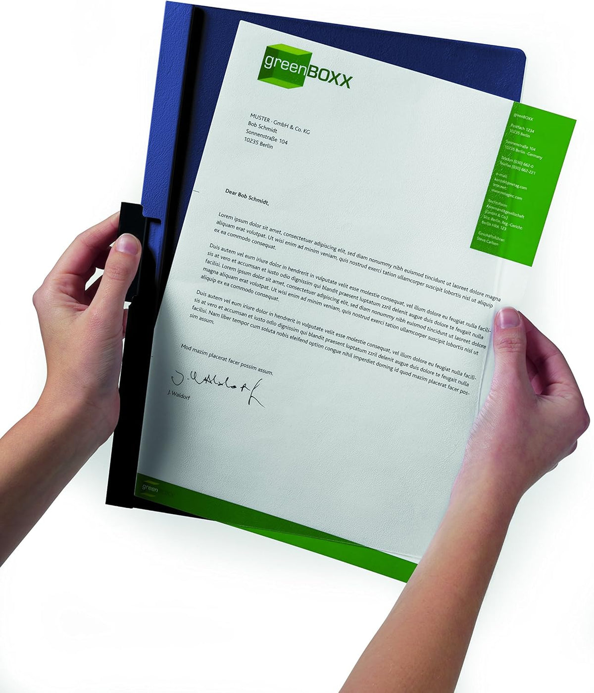 Durable Report Cover with DURACLIP - Letter-Size 8.5" x 11" Inches - Holds Up to 30 Pages - Clear Cover with Dark Blue Border - Box of 25