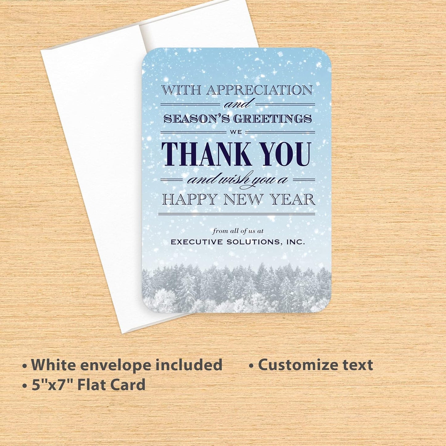 Let's Make Memories Personalized Business Christmas Cards with Envelopes - Premium Quality - 5x7-2025 Holiday Cards & White Envelopes - Snowy Skies - 250 ct