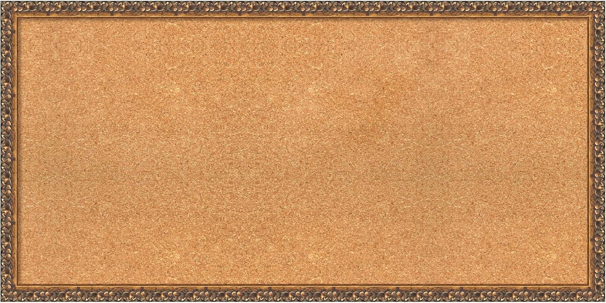 Amanti Art Natural Cork Board for Wall, 20x40 Vision Board with Bronze Frame, Large Corkboard Office Decor for Home Organization, Traditional Corkboard Pinboard to Display Items for Home Organization