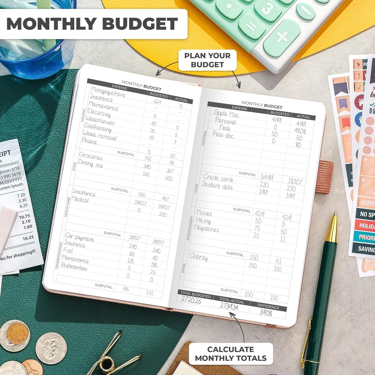 Clever Fox Budget Planner Pocket – Mini Expense Tracker Notebook. Monthly Budgeting Organizer, Finance Logbook & Accounts Book, Small (Rose Gold)