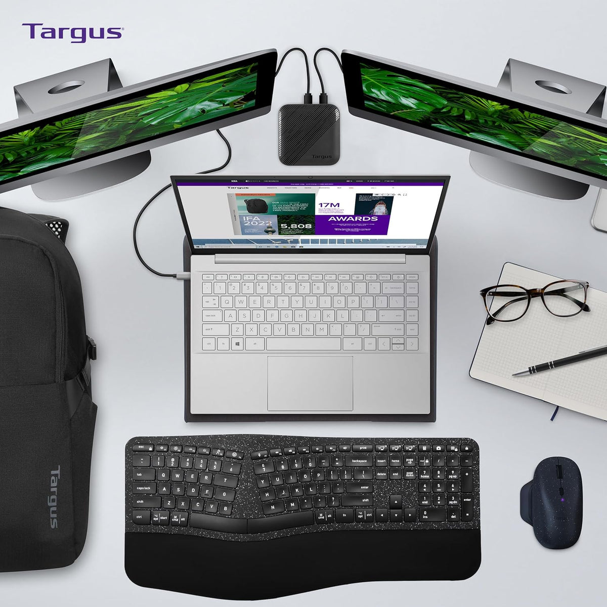 Targus 17 Inch Dual Fan Lap Chill Mat - Soft Neoprene Laptop Cooling Pad for Heat Protection, Fits Most 17" Laptops and Smaller - USB-A Connected Dual Fans for Heat Dispersion (AWE55US)