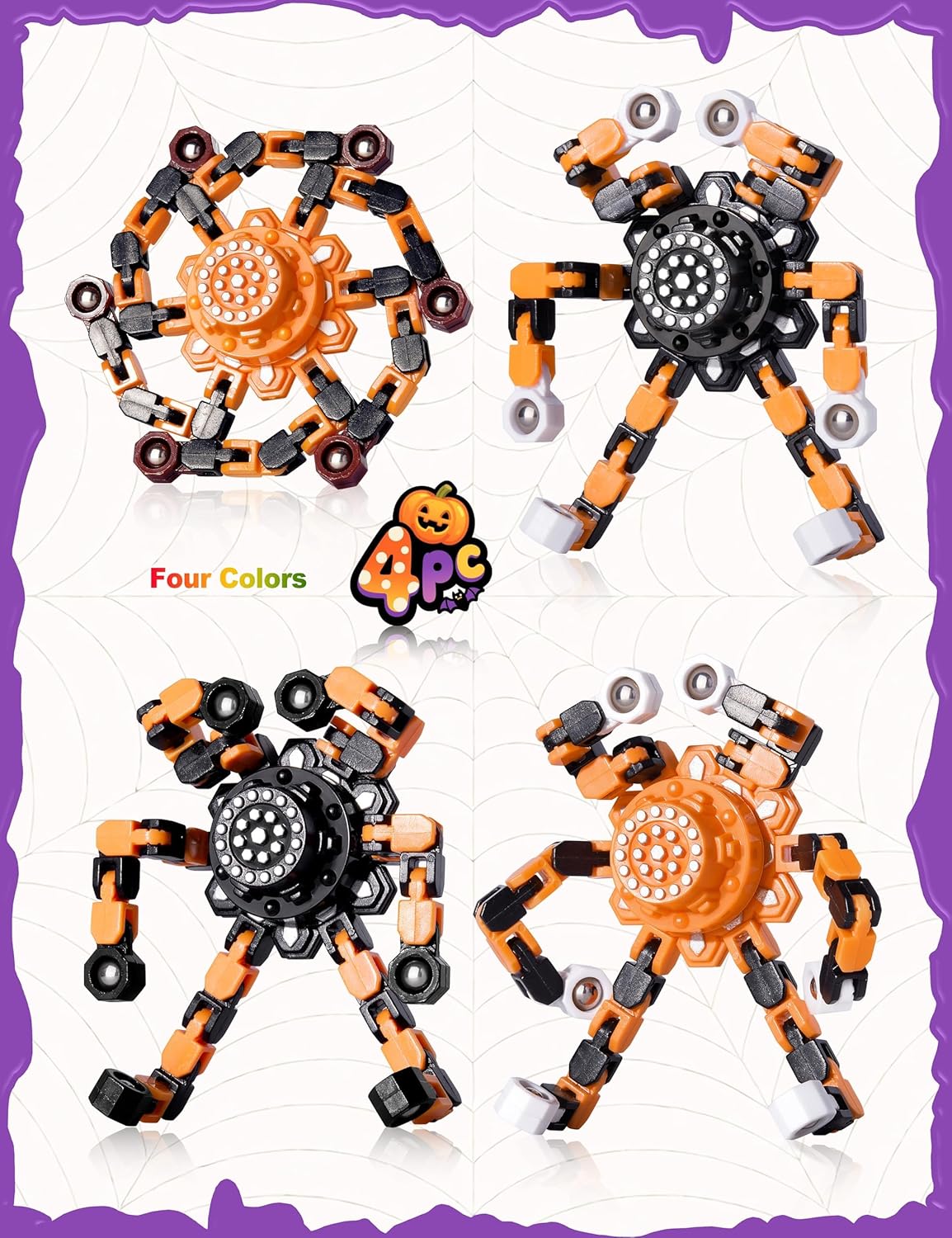 Halloween Decor Toy Gifts for Kids Transformable Fidget Spinners for Adults Stress Relief Sensory Toys for Boys and Girls Fidget Toys Black Orange Halloween Party Decorations