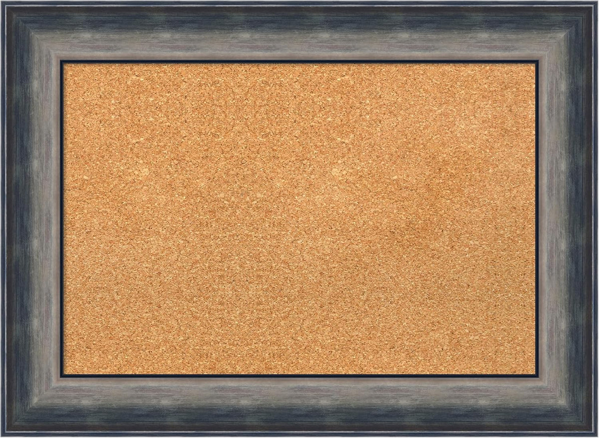 Amanti Art Natural Cork Board for Wall, 22x30 Vision Board with Silver Wood Frame, Medium Corkboard Office Decor for Home Organization, Casual Corkboard Pinboard to Display Items for Home