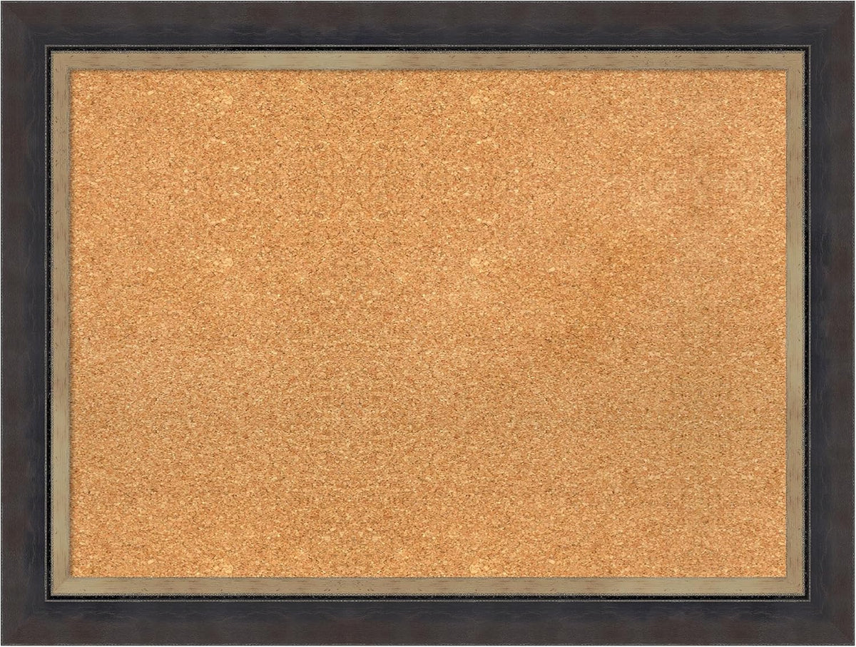 Amanti Art Natural Cork Board for Wall, 25x33 Vision Board with Black Wood Frame, Medium Corkboard Office Decor for Home Organization, Casual Corkboard Pinboard to display items for home organization