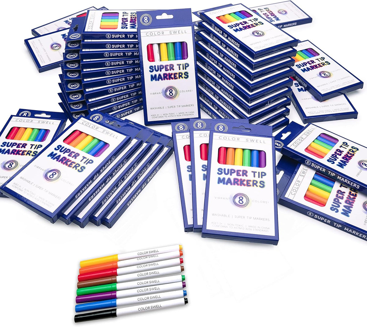 Color Swell Washable Bulk Markers Pack 36 Boxes of 8 Vibrant Colors Each (288 Total Super Tip Markers) for All Ages, Parties, Classrooms, Home