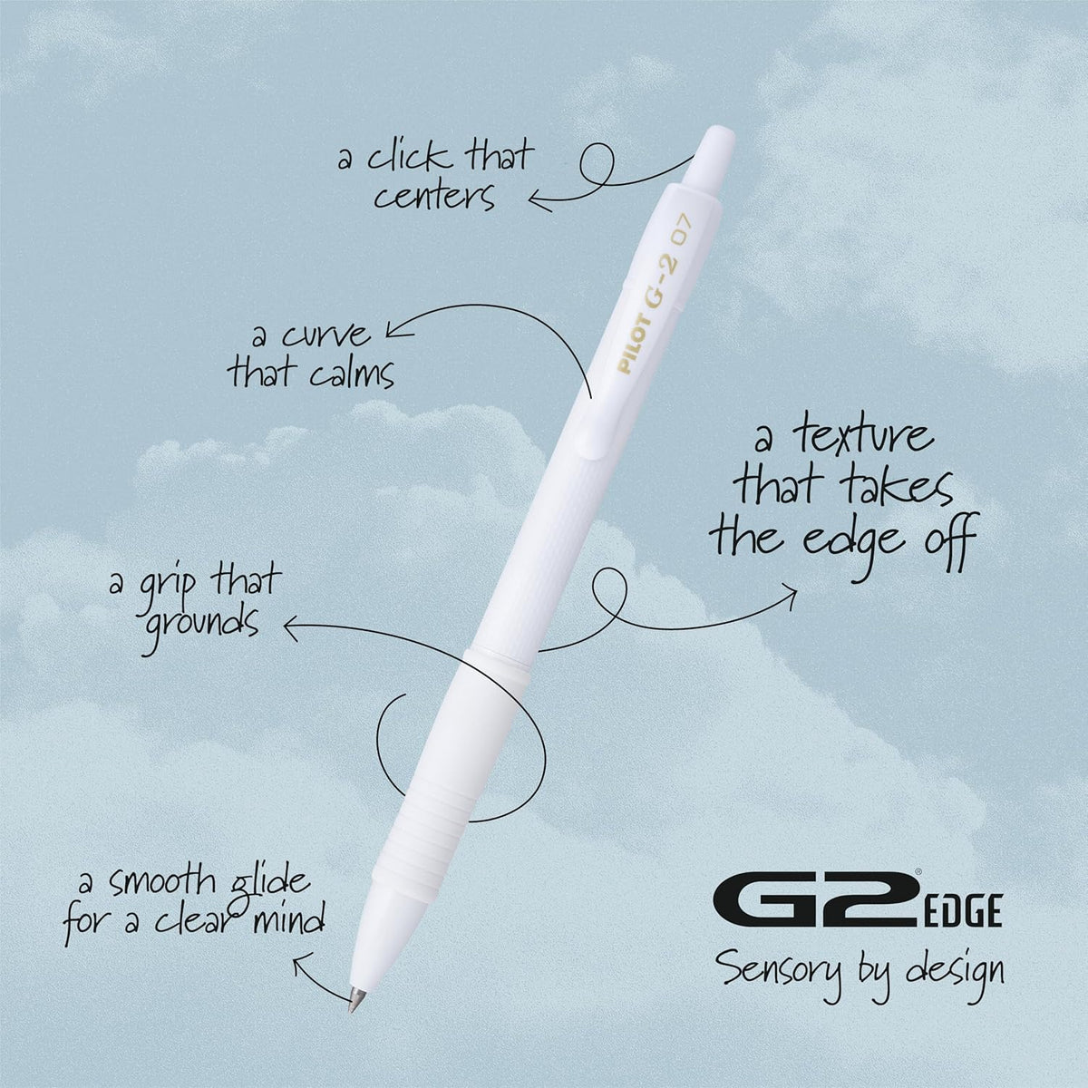 PILOT, G2 Premium Gel Roller Pens, G2 Edge White, Sensory Writing Experience, 12ct box, Fine Point 0.7 mm