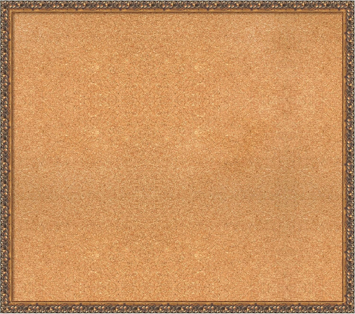Amanti Art Natural Cork Board for Wall, 30x34 Vision Board with Bronze Frame, Large Corkboard Office Decor for Home Organization, Traditional Corkboard Pinboard to Display Items for Home Organization