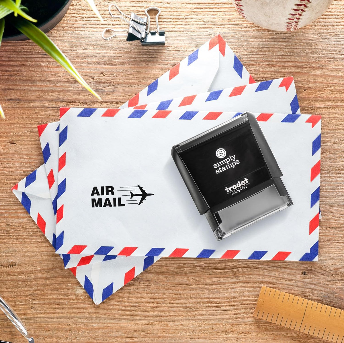 Air Mail Office Stamp | 4 Different Sizes | 20 Designs | Multiple Color Options | Perfect for Quick Validation of Office Documents (Air Mail, Large)