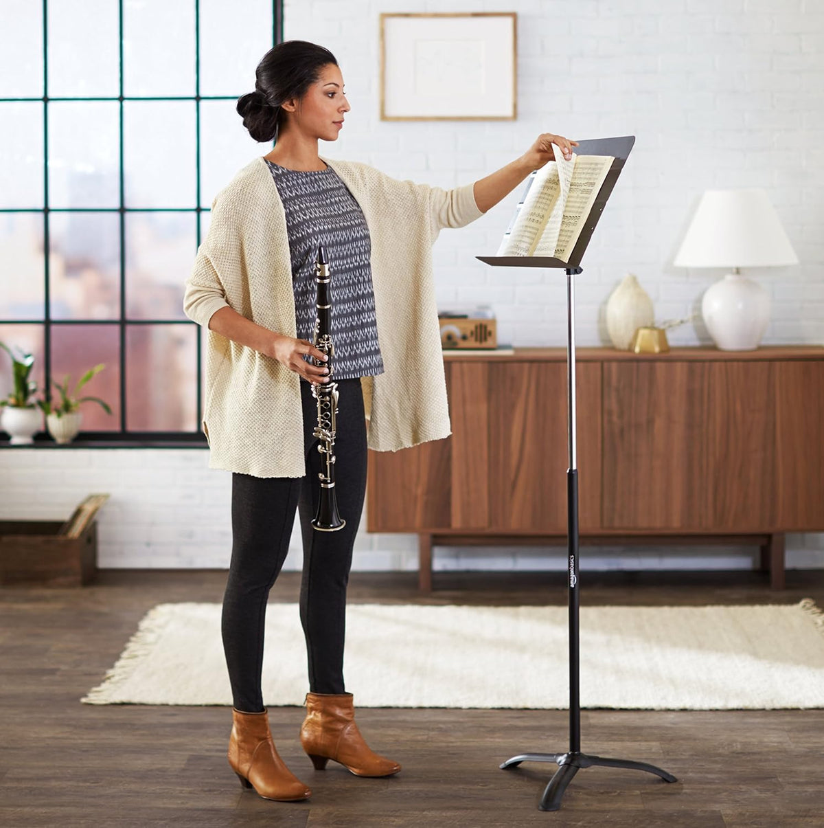 Amazon Basics Portable Sheet Music Stand - Black