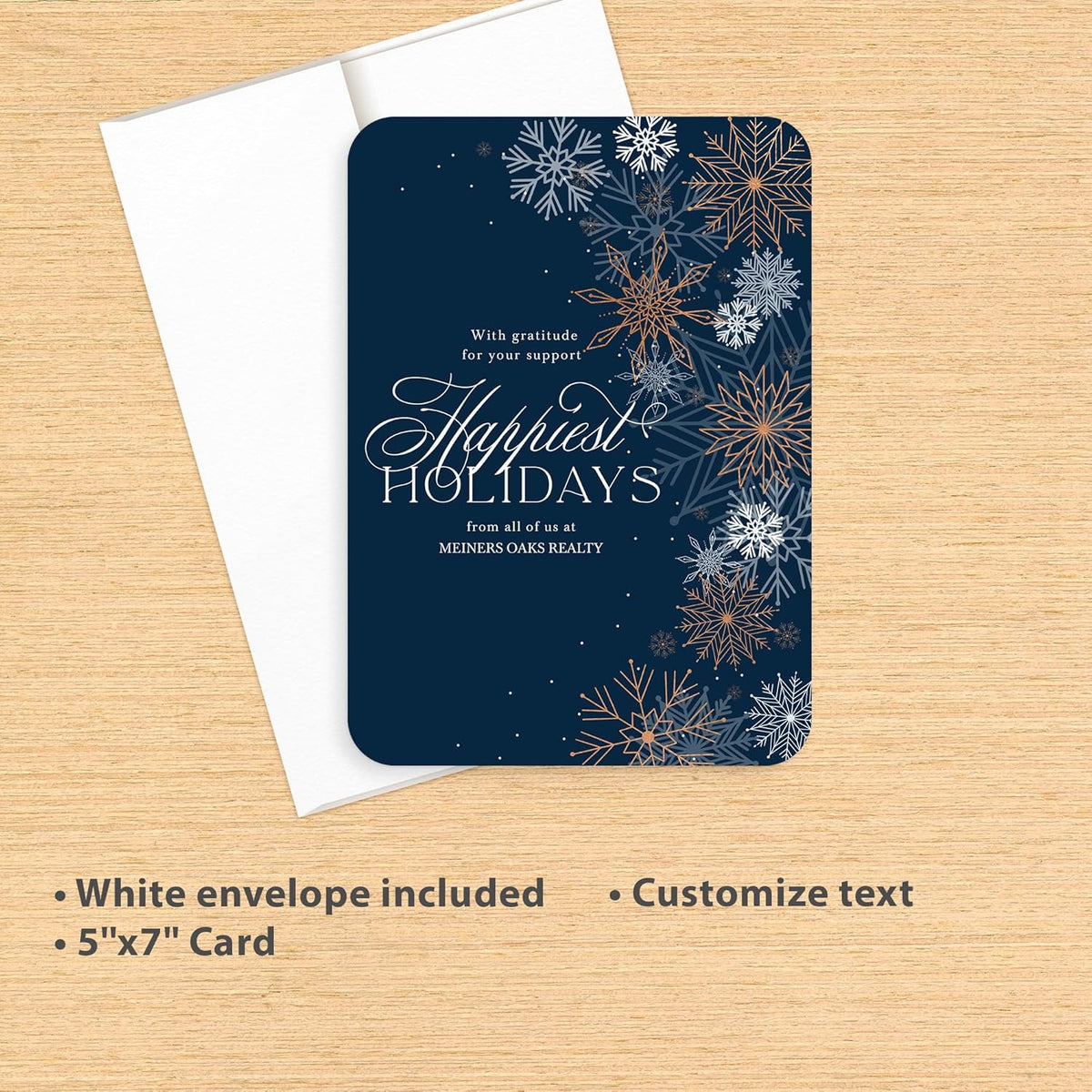 Let's Make Memories Personalized Business Christmas Cards with Envelopes - Premium Quality - 5x7-2025 Holiday Cards & White Envelopes - Shining Snowflakes - 250 ct
