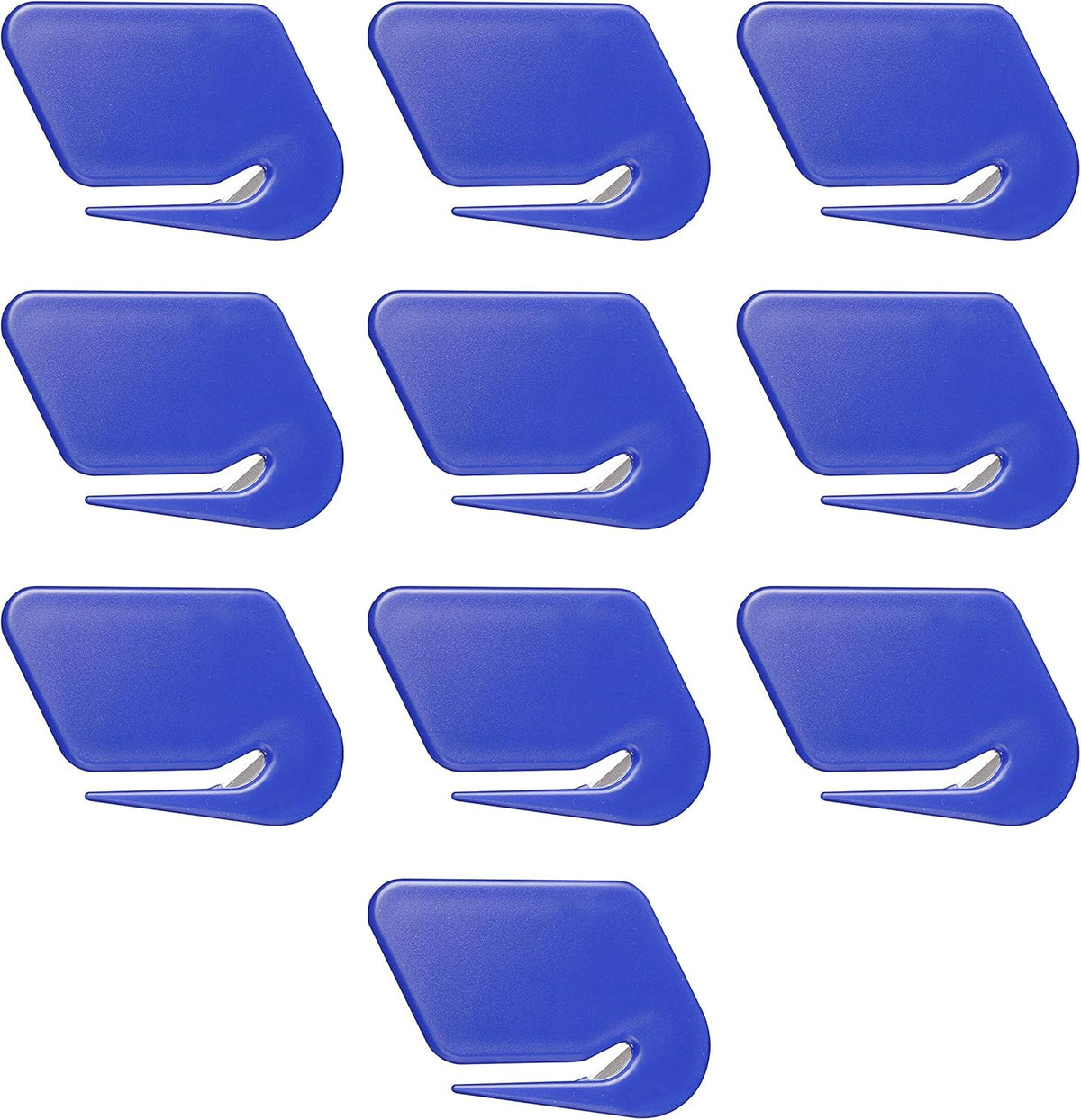 Translucent Plastic Letter Openers Set of 10, Bulk Pack - Perfect for Home or Office - Blue