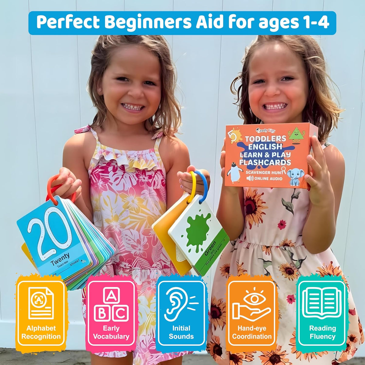 ABC Flash Cards for Toddlers 1-4 - Learning Phonics for Toddlers Alphabet Flashcards - Preschool Sight Words Numbers Colors Baby Flash Cards for Kindergarten