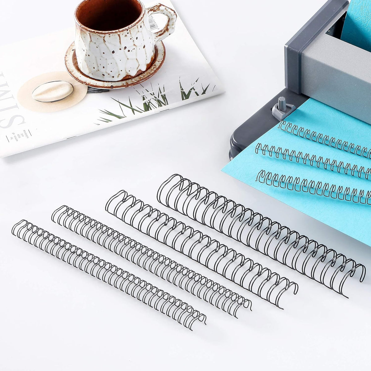BNC Double Loop Wire Binding Rings Letter Size 3:1 Loops 32 Holes Black Color Pack of 100 (5/16 Inches)