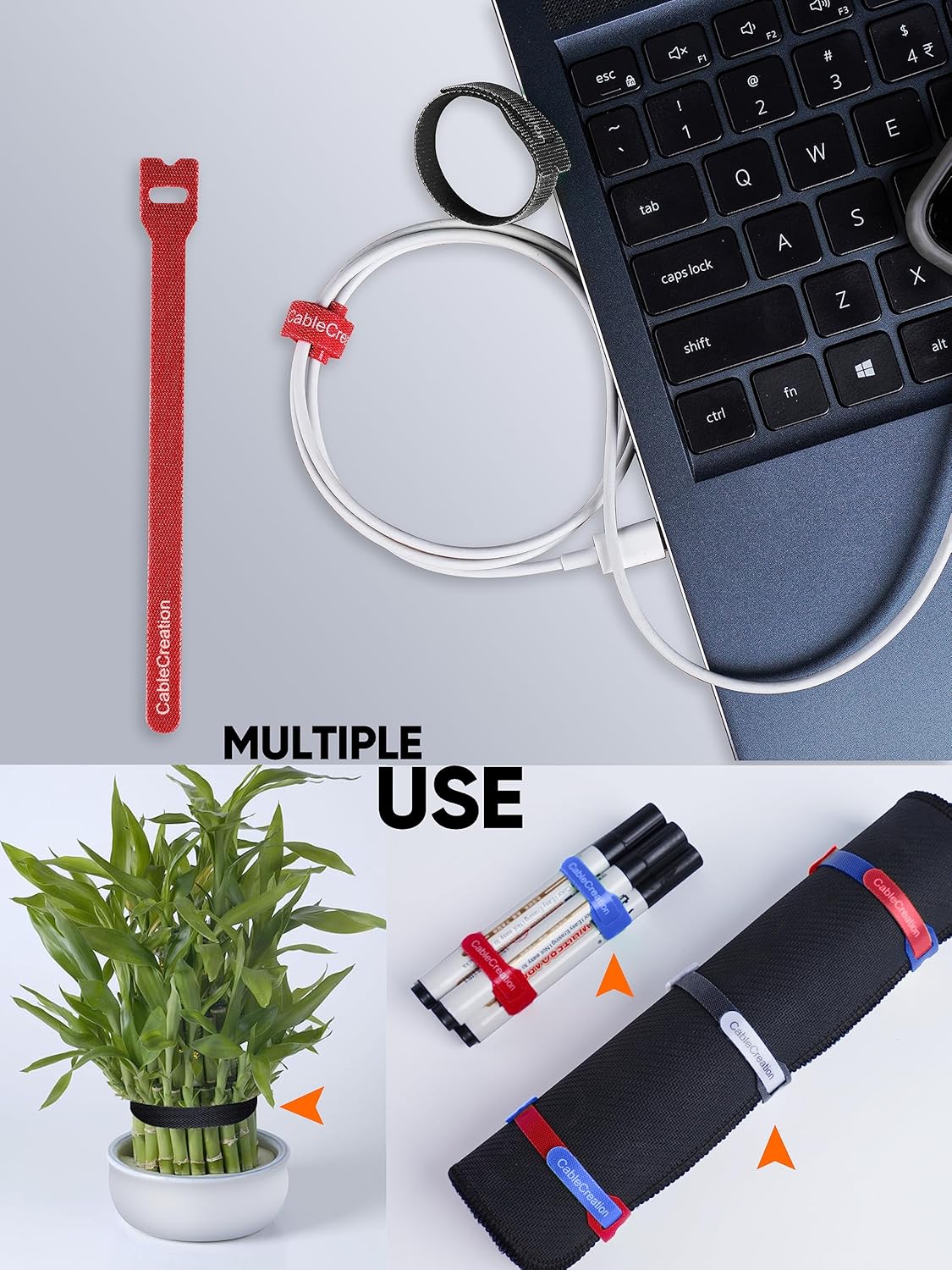 CableCreation Cable Ties, 60PCS Reusable Fastening Cable Management/wire Organizer Cord/Tie Wrap, Nylon Adjustable Cord Organizer, 6 Inch /8.7 Inch (Multi-Colored)