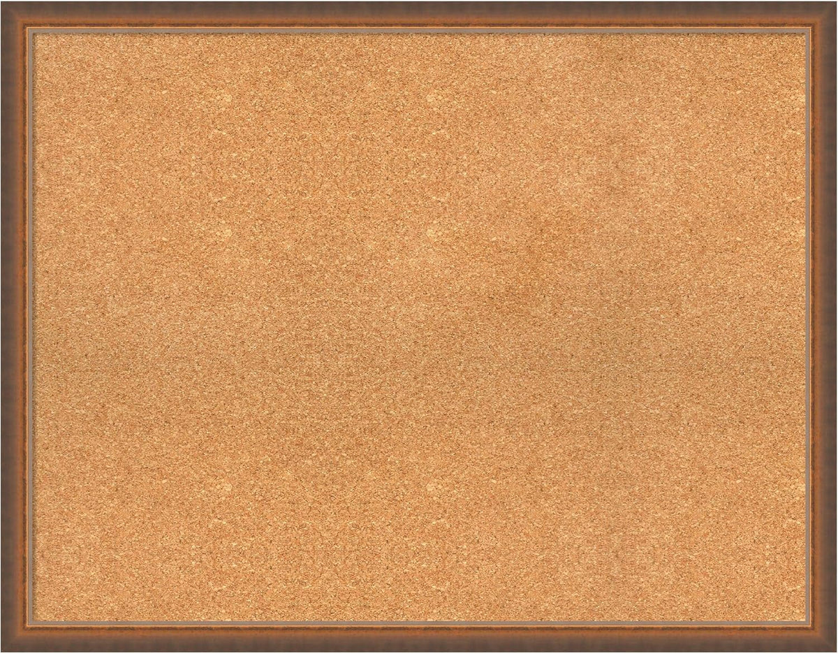 Amanti Art Natural Cork Board for Wall, 28x36 Vision Board with Bronze Frame, Large Corkboard Office Decor for Home Organization, Modern Corkboard Pinboard to Display Items for Home Organization in