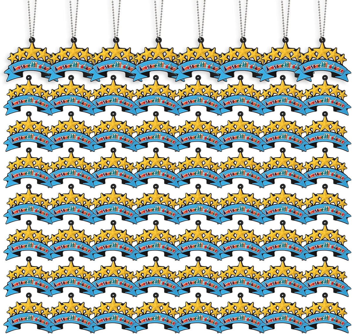 200 Pcs Awesome Attendance Silicone Tags with Chains, Motivational Brag Awards for Students, Classroom Incentives, Teacher Rewards, Reading Competition Prizes, Wearable Encouragement Gifts
