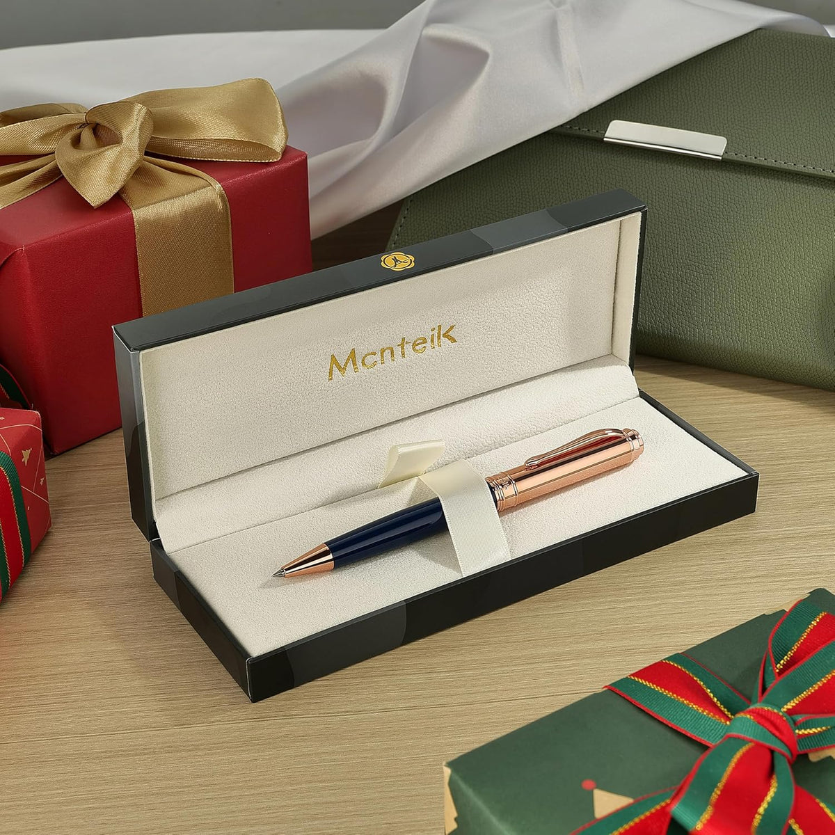 Luxury Gel Pen, Top Set With 8mm Brilliant Diamond,Stunning Blue Pen Body,Attractive Rose Real Gold Finish, Black Refill,Elegant Gift Pen For Women, Executive, Fancy, Spark, Nice Pens