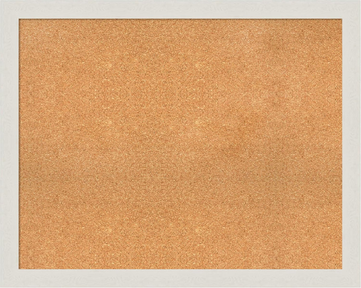Amanti Art Natural Cork Board for Wall, 31x39 Vision Board with White Frame, Large Corkboard Office Decor for Home Organization, Country Rustic Corkboard Pinboard to Display Items for Home