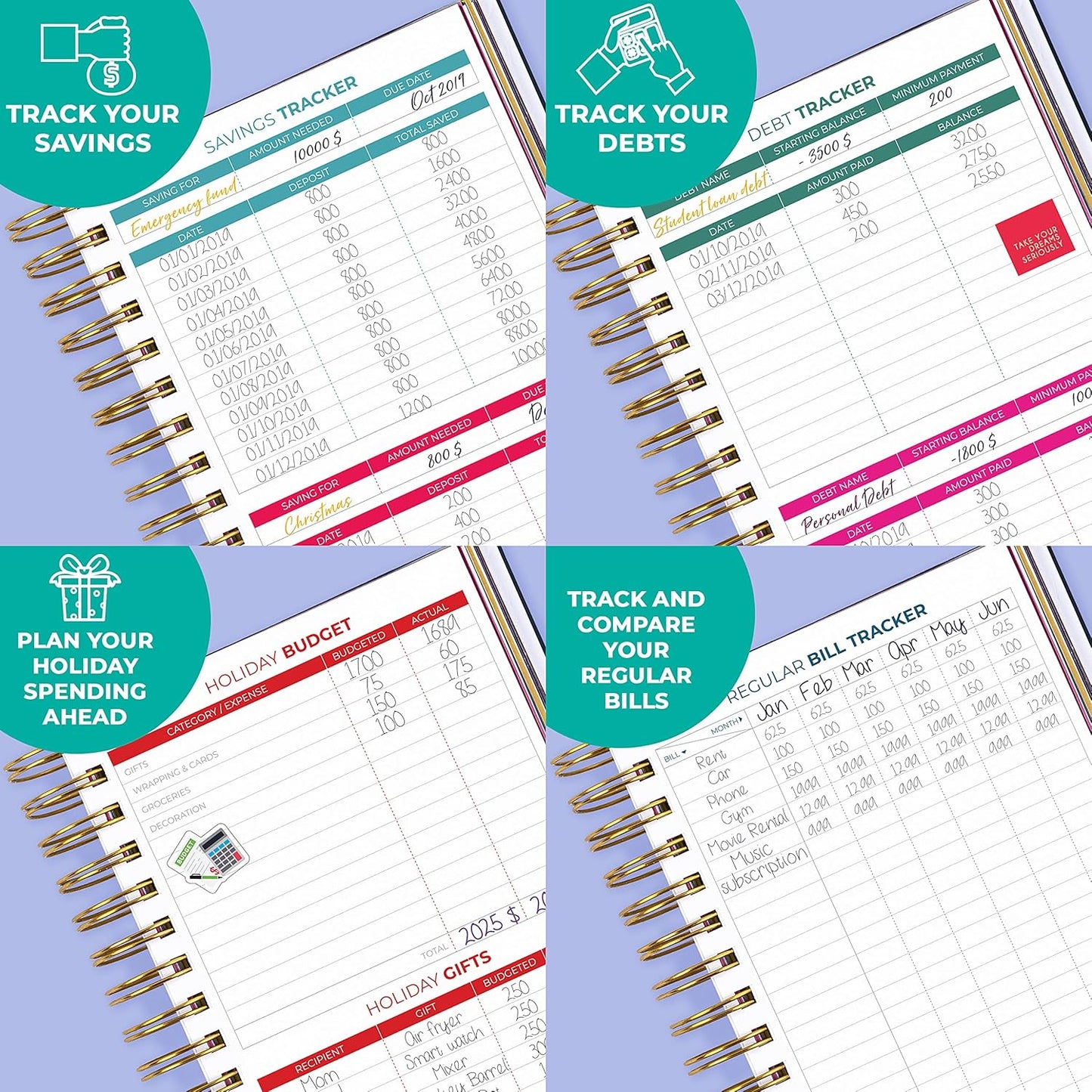 Clever Fox Budget Planner & Monthly Bill Organizer With Pockets. Expense Tracker, Budgeting Journal & Financial Book. Medium, 5.1x8.2" (Dark Blue)