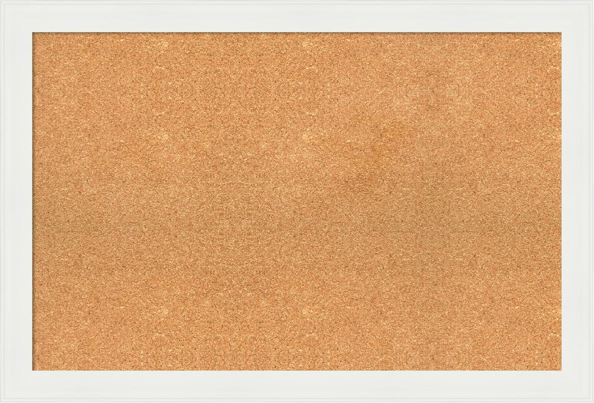 Amanti Art Natural Cork Board for Wall, 25x37 Vision Board with White Frame, Large Corkboard Office Decor for Home Organization, Casual Corkboard Pinboard to Display Items for Home Organization in