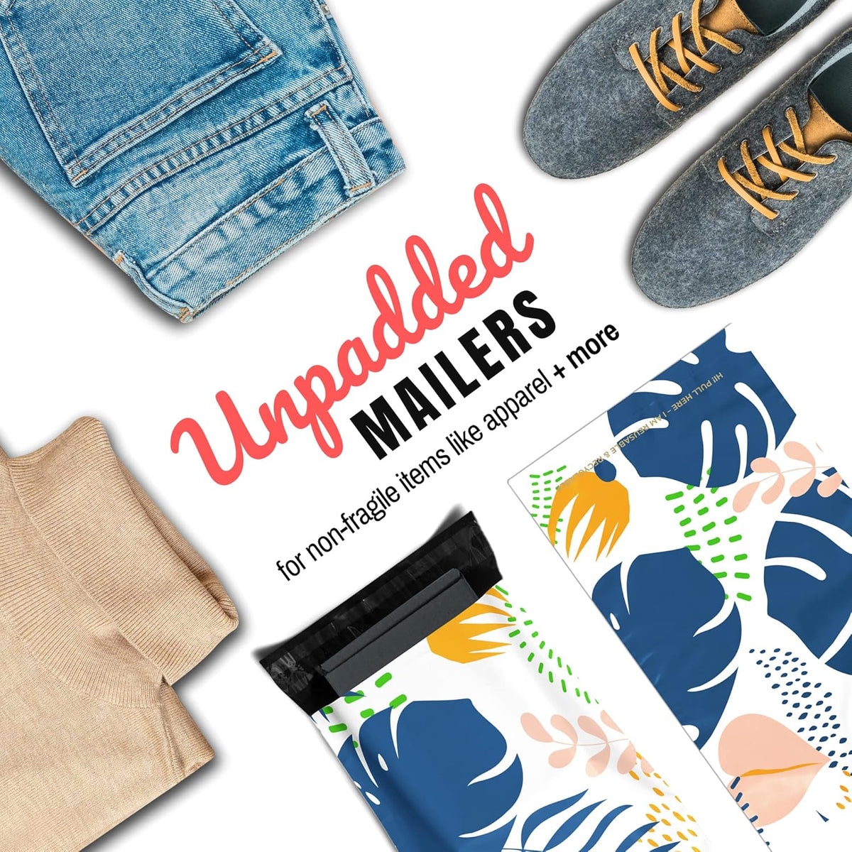 Poly Mailers 10x13 100 Pack | Self-Sealing Shipping Bags Envelopes for Small Business | Waterproof Durable Packaging | Floral Palm | Green Blue | à la mode Mailers