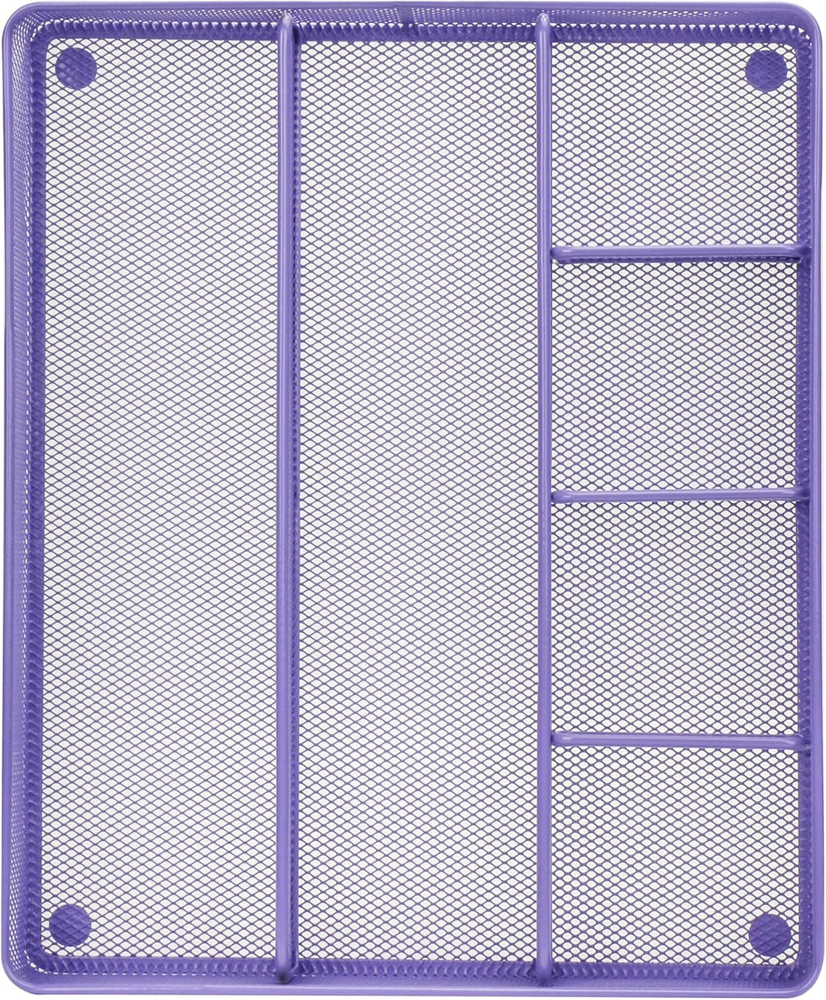 Annova Desk Top Organizer Tray for Office Organization - Metal Mesh - Storage Tray with Dividers for Pens, Desktop Accessories, Bathroom, Kitchen, Makeup and Office Supplies (Large, Purple)
