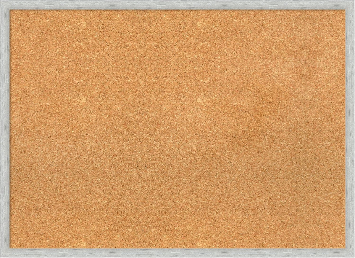 Amanti Art Natural Cork Board for Wall, 21x29 Vision Board with Silver Wood Frame, Medium Corkboard Office Decor for Home Organization, Modern Contemporary Corkboard Pinboard to display items for home