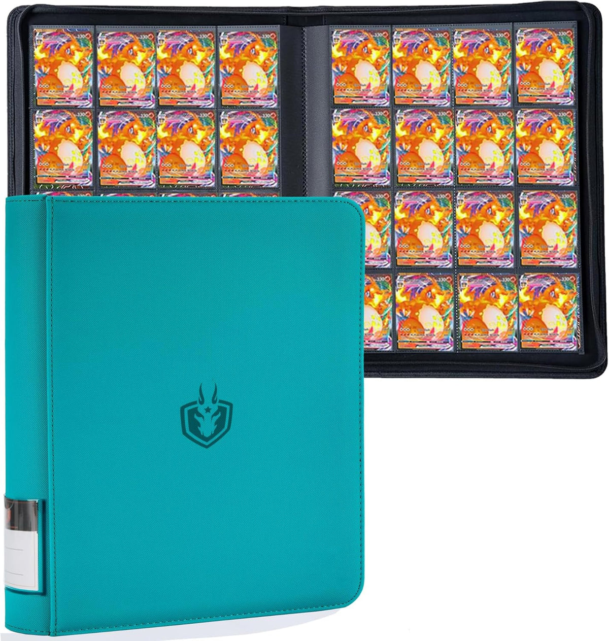 Premium-SV 1024 Pockets Card Binder,Label Design,16 Pocket Trading Card Zipper Binder, Ringless Side Loading Trading Card Album, Folder for TCG,MTG,Sports other Cards -Teal