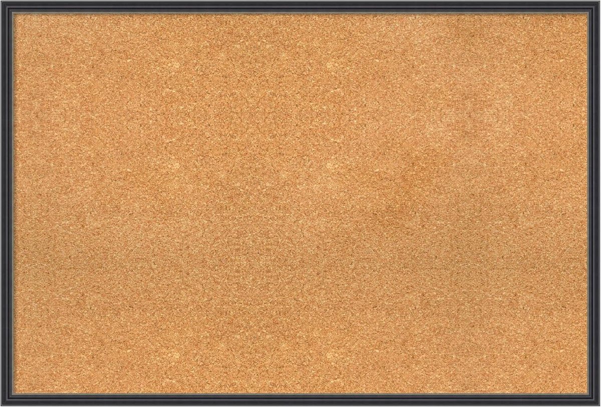 Amanti Art Natural Cork Board for Wall, 25x37 Vision Board with Black Wood Frame, Large Corkboard Office Decor for Home Organization, Traditional Corkboard Pinboard to display items for home
