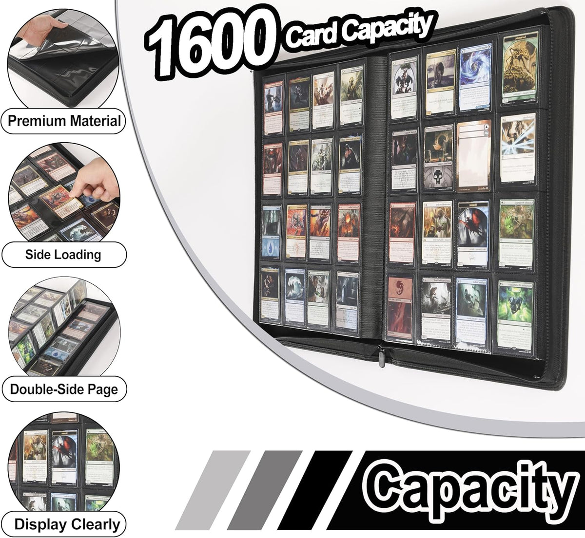 Premium Card Binder 16 Pocket - Fits 1600 Cards，4X4 Ringless Card Album with Sleeves for Trading Cards & Sports Cards（Model C，Light Pink）