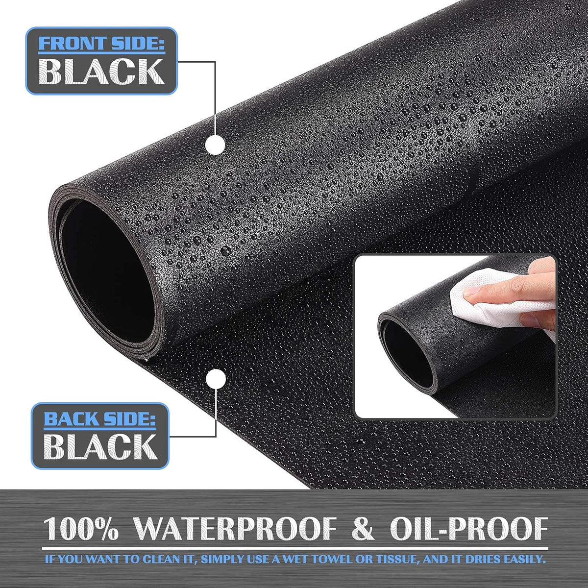 K KNODEL Large Office Leather Desk Mat, Mouse and Keyboard Pad, Computer and Laptop Mat, Desktop Protector and Cover, Writing Pad and Blotter (47.2"x17", Black)