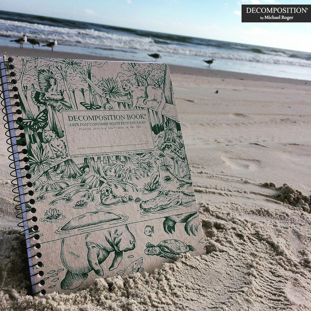 Decomposition Everglades College Ruled Spiral Notebook - 9.75 x 7.5 Journal with 160 Lined Pages - 100% Recycled Paper - Notebooks for School Supplies, Home & Office - Made in USA