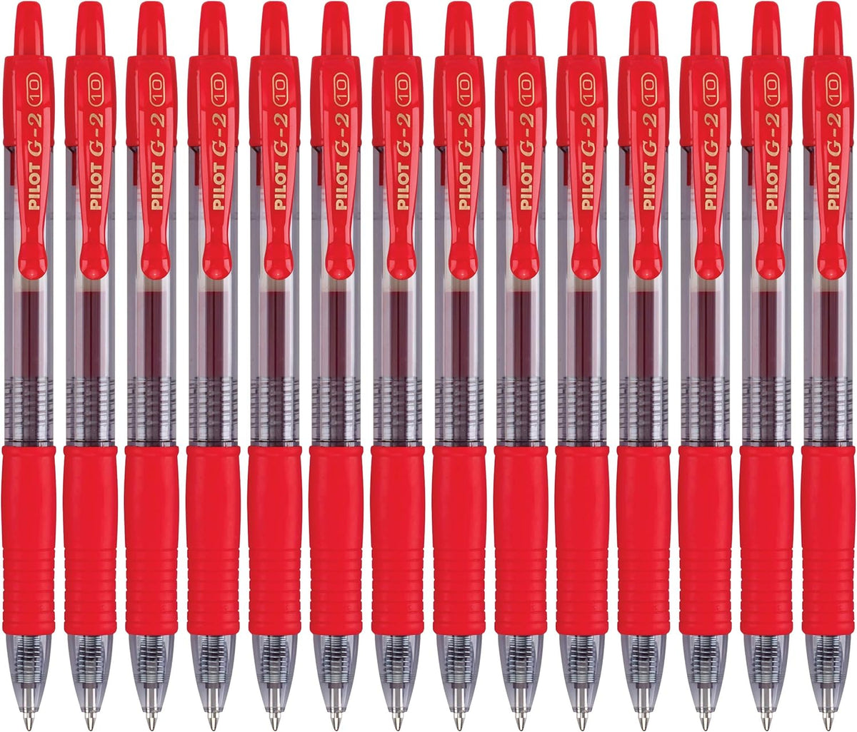 Pilot, G2 Premium Gel Roller Pens, Bold Point 1 mm, Pack of 14, Red