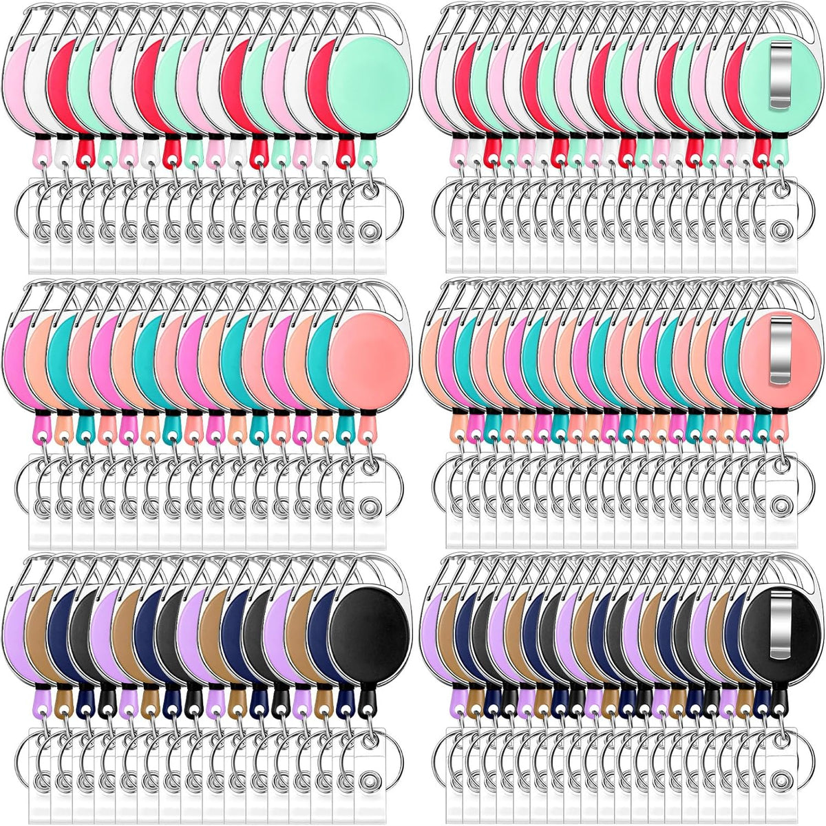 Honoson 30 Pcs Heavy Duty Retractable Badge Reels Batch ID Badge Holder Retractable Clip Bulk Key Holder with Ring for Office Worker Employee, Doctor Nurse Gifts (Vibrant Color)
