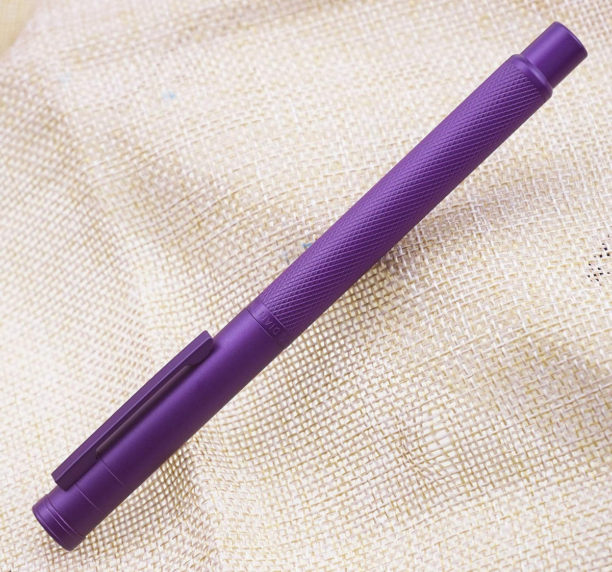 Asvine Purple Fude Pen, Bent Nib Fountain Pen Calligraphy (Fine to Broad) with Converter and Metal Pen Case Set