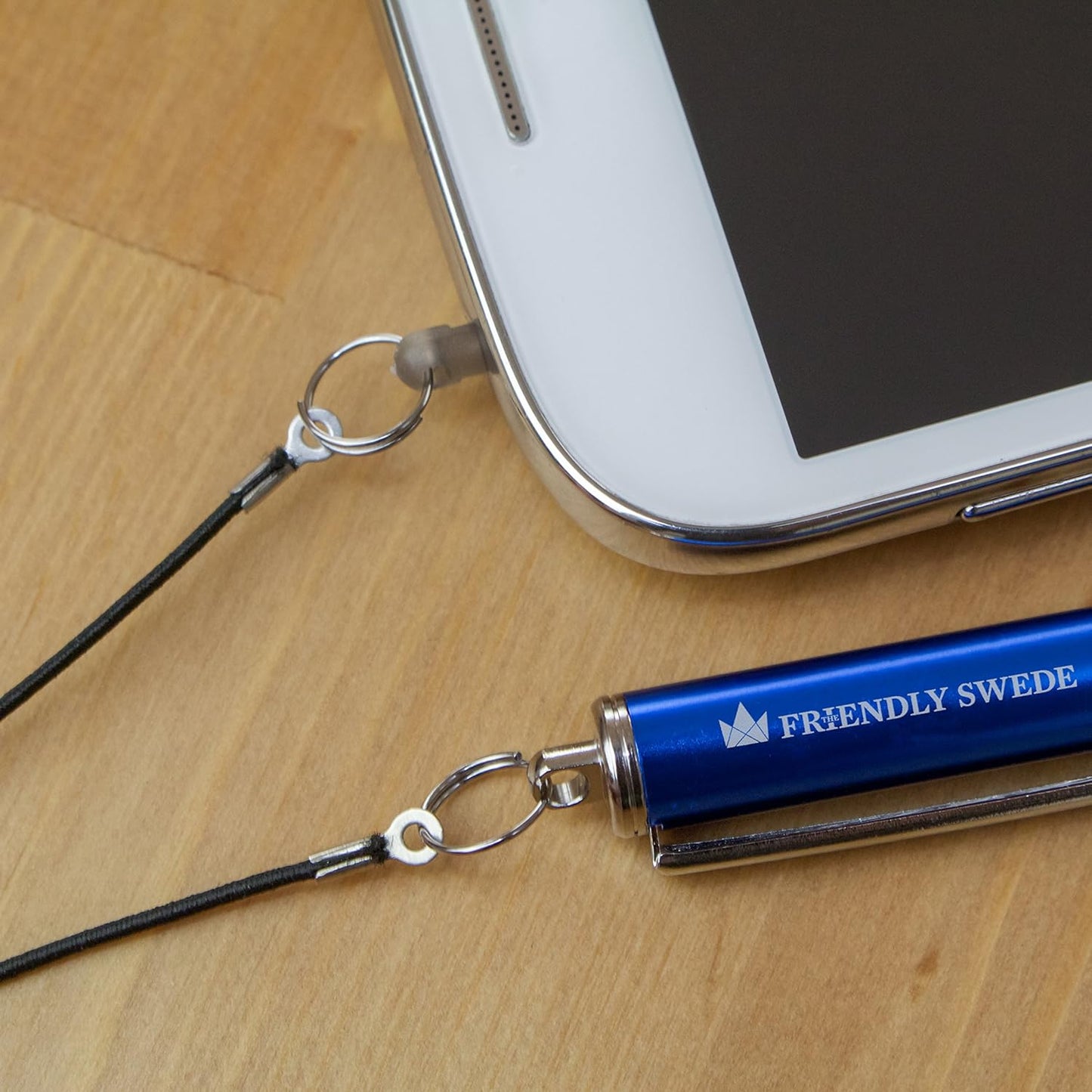 The Friendly Swede Extra Long Stylus Pen for Touchscreen — Set of 3 Micro-Knit 7.3" Capacitive Stylus Pens; 3 Replaceable Fiber Tips, 3 Elastic Lanyards & Cleaning Cloth - Purple/Dark Blue/Light Blue