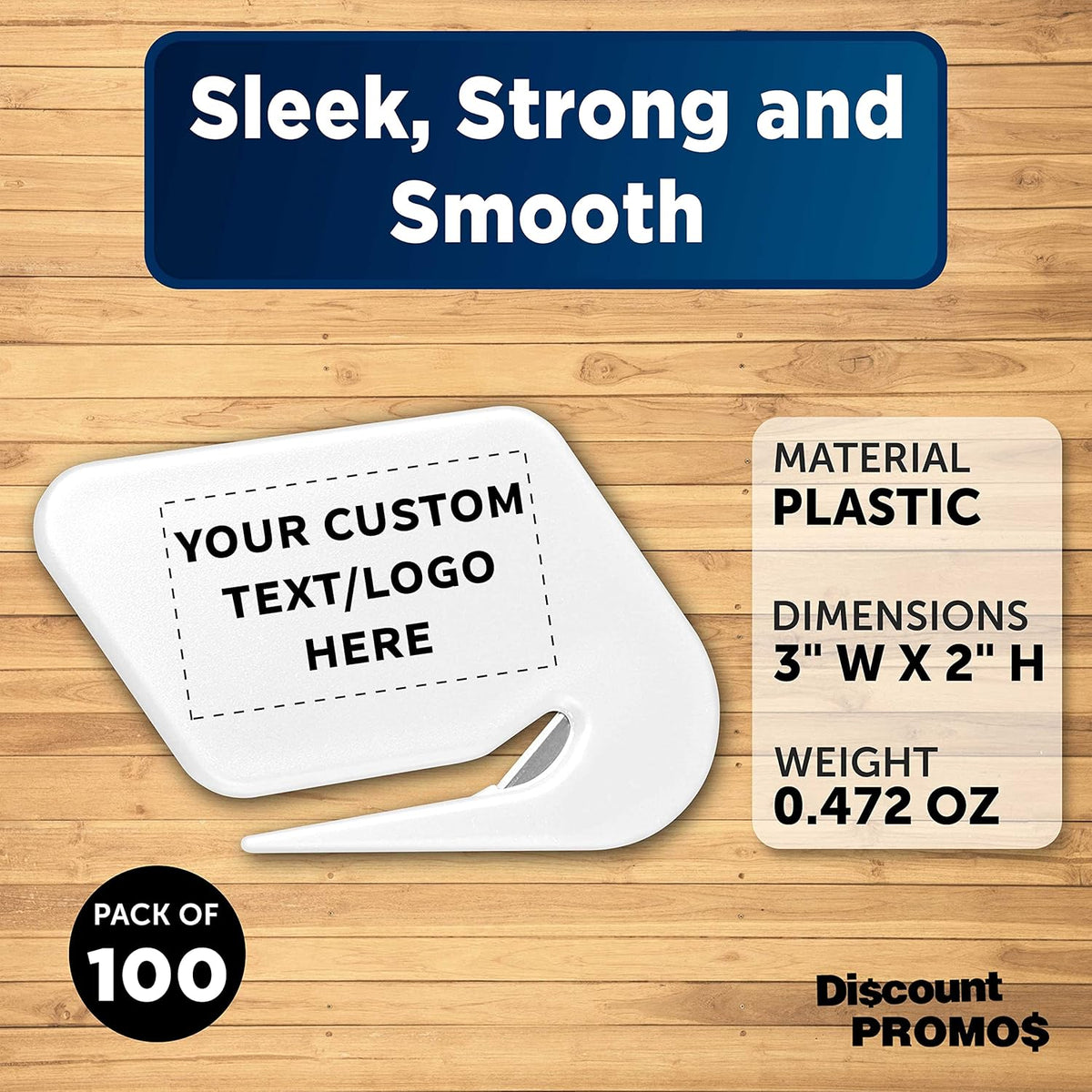 Custom Translucent Plastic Letter Openers Set of 100, Personalized Bulk Pack - Perfect for Home or Office - White