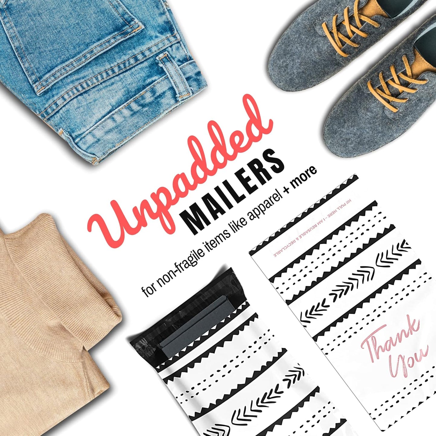 Poly Mailers 12.5x15 50 Pack | Self-Sealing Shipping Bags Envelopes for Small Business | Waterproof Durable Packaging | Variety Sample Pack | Thank You Floral Cheetah | à la mode Mailers