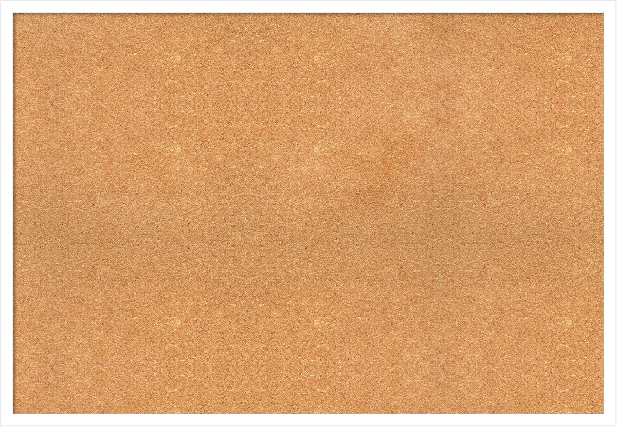 Amanti Art Natural Cork Board for Wall, 27x39 Vision Board with White Frame, Large Corkboard Office Decor for Home Organization, Modern Corkboard Pinboard to Display Items for Home Organization in