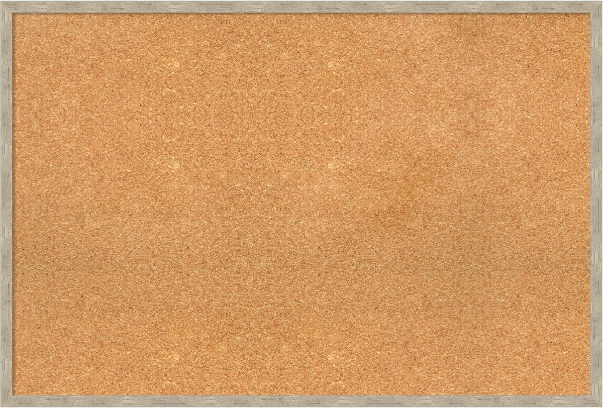 Amanti Art Natural Cork Board for Wall, 25x37 Vision Board with Silver Wood Frame, Large Corkboard Office Decor for Home Organization, Modern Contemporary Corkboard Pinboard to display items for home