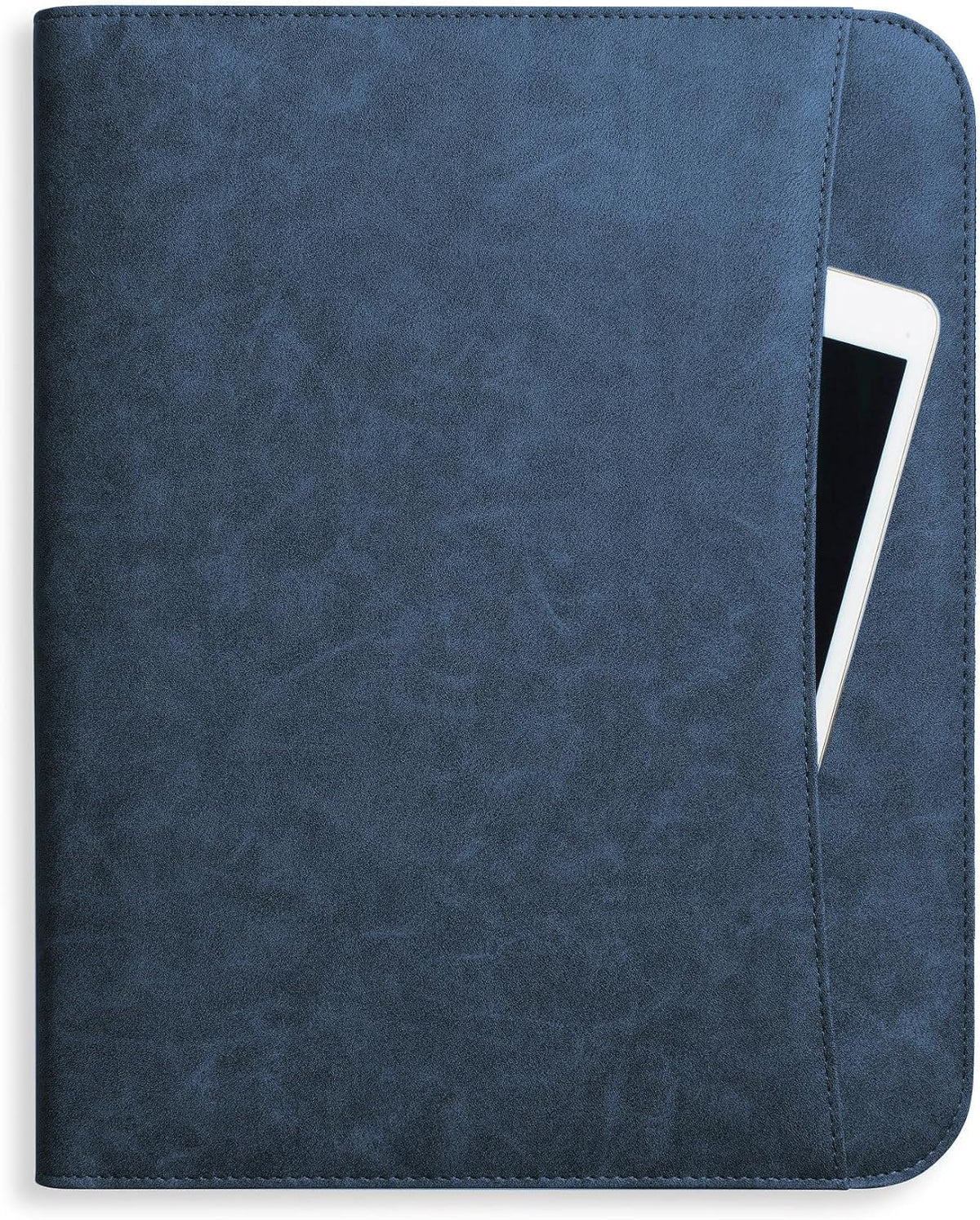 Padfolio Binder - Professional Faux Leather Travel Organizer Pouch for Tablet, Documents, Presentation Folders, Zipper Closure, Notepad - Blue