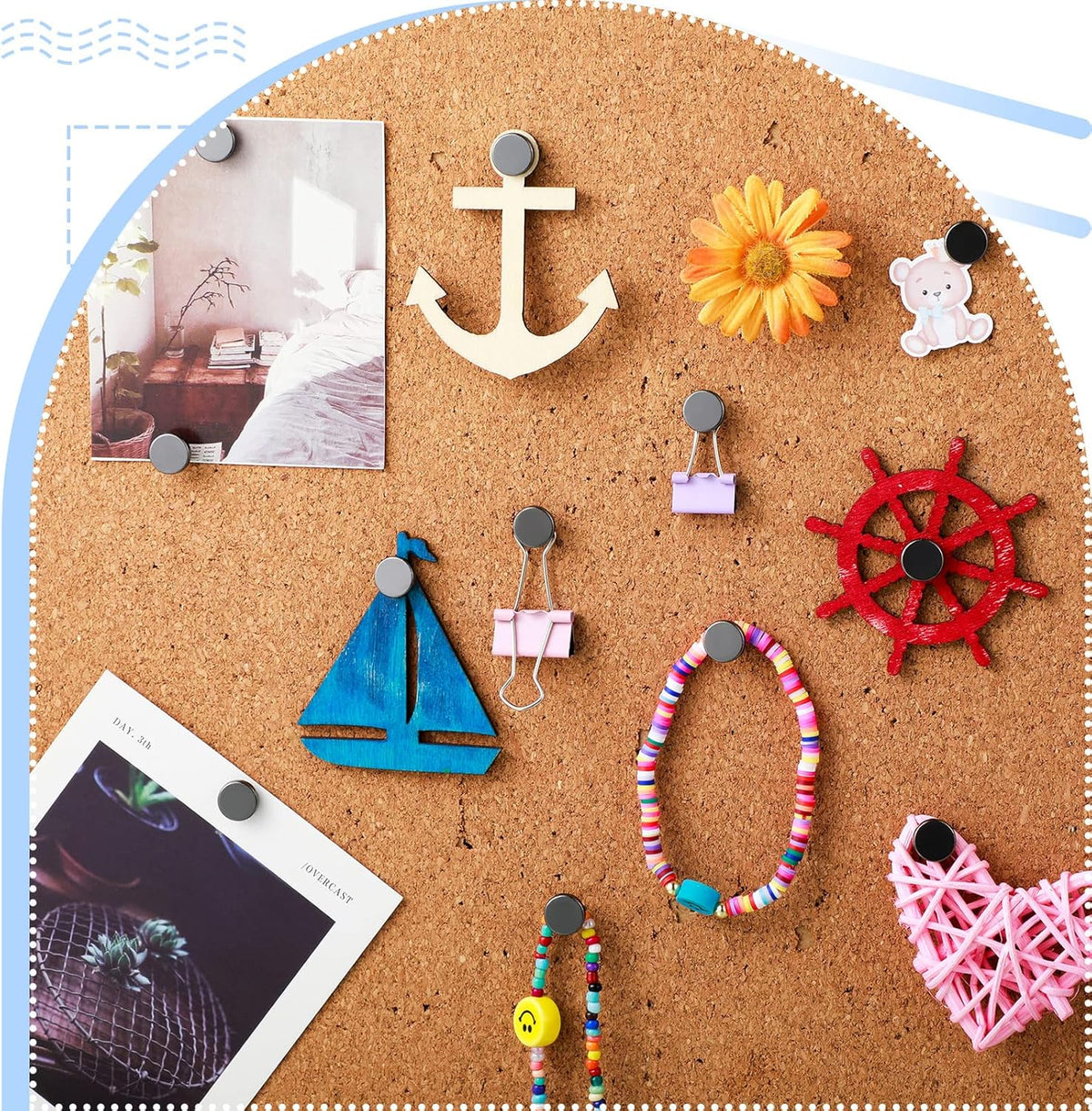 30 Pieces Push Pins, Metal Thumb Tacks for Picture Photo Hanging, Wall Pins for Board Posters Bulletin Maps, Wall Tack for Office Home Decorative (Black)