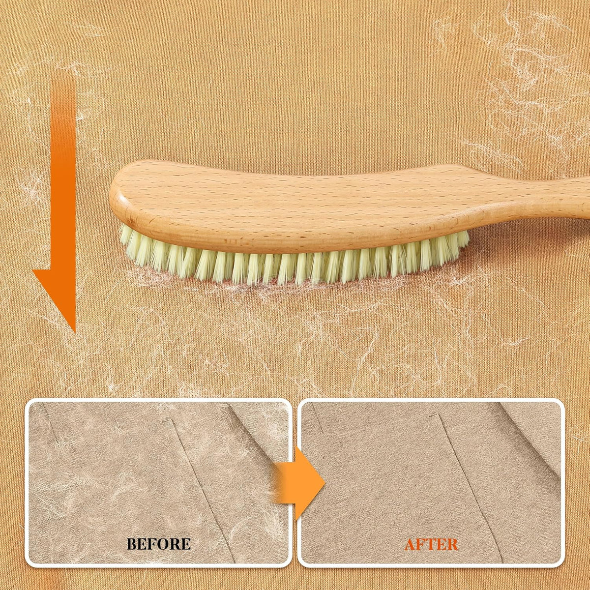 BFWood Clothes Brush - Bristle Lint Brush for Suits, Cashmere, Wool, Velvet, Suede and Pet Hair - Large Beech Wood Handle