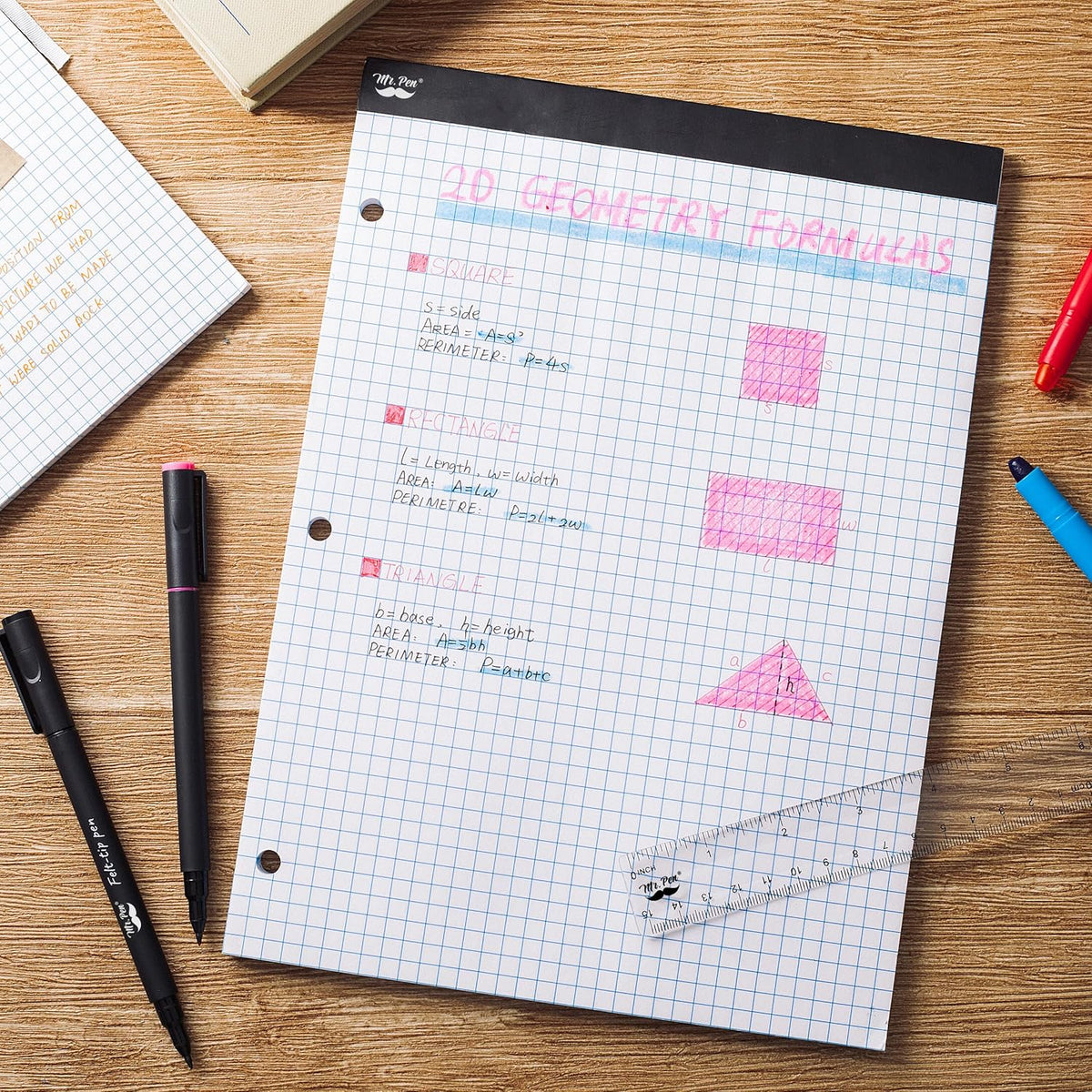 Mr. Pen- Graph Paper, 8.5"x11", 55 Sheets, 4x4 (4 Squares Per Inch), 3-Hole Punched, Math Graph Paper Pad, Computation Pads, Back to School Supplies