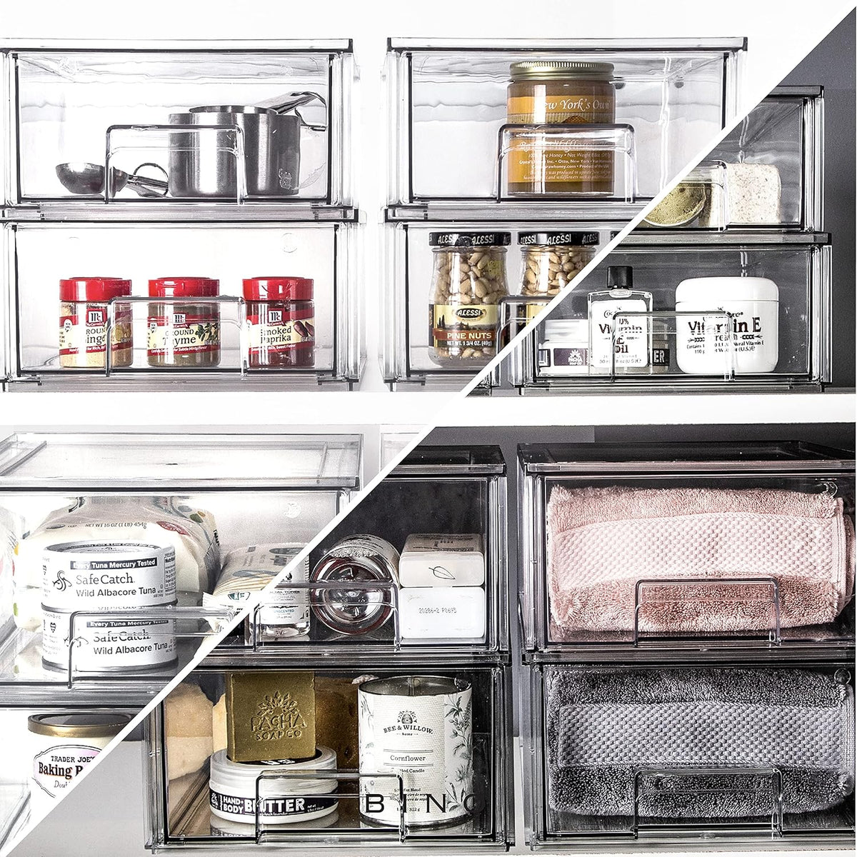 BINO | Stackable Storage Drawers, Large - Clear | THE CRATE COLLECTION | Storage Bins With Drawers | Bathroom Organizers | Under Sink Organizer | Vanity Cabinet Home Organization