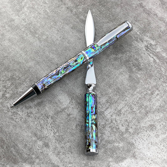 LACHIEVA LUX Luxury Abalone Shell Ballpoint Pen & Letter Opener Set, Elegant Gift for Men & Women, Great for Christmas and Special Occasions